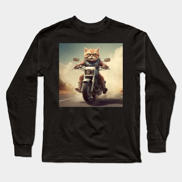 The Cat and Moto Race Long Sleeve T-Shirt by AviToys